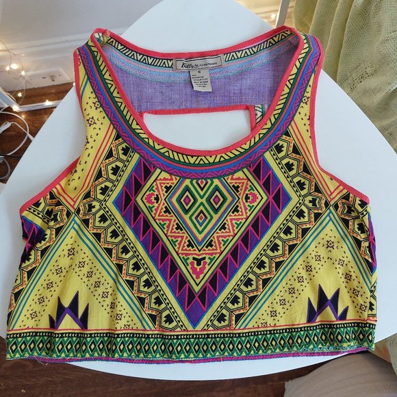 African print crop top with cut out size S - Picture 3 of 7